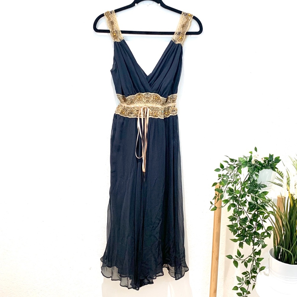 Miguelina Blue Silk Dress